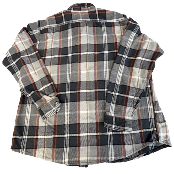 Lands' End XL 46-48 Flannel Traditional Fit Rugged Plaid Shirt gray 100% Cotton - Picture 5 of 5